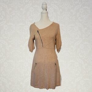Bcbg maxazria, Small | 100% Lambs Wool Heather Rolled Tab Sleeves Midi Dress